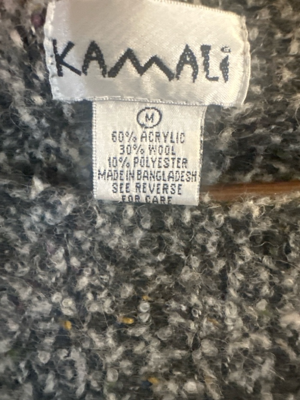 Kamali Gray Bouclé Wool Blend Boat Neck Colorblock Cozy Knit Sweater Medium - Picture 4 of 7